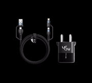 Twin Port 45W GaN & 4-in-1 Universal Braided Charging Cable Combo