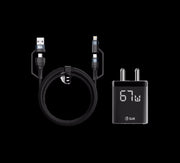 3 Port 67W GaN Charger & 4-in-1 Universal Braided Charging Cable Combo