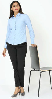 Van Heusen Women's work wear Formal Shirt CVC Blue (Wrinkle Free)