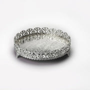 Beautiful Border Round Silver Tray, Size- Small