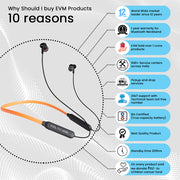 Black & Orange EnSport Bluetooth Neckband EVM-NB-027