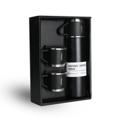 Black Vacuum Flask Gift Set- Bottle with 3 Cups