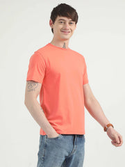 Caslay Organic Crew Neck T-shirt Coral.2