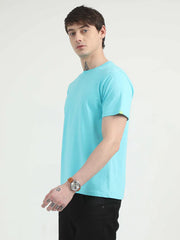 Caslay Organic Crew Neck T-shirt Curracao Blue.1