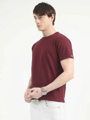 Caslay Organic Crew Neck T-shirt Maroon.1