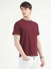 Caslay Organic Crew Neck T-shirt Maroon.2
