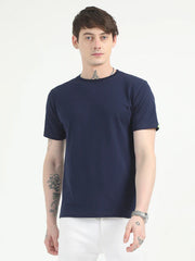 Caslay Organic Crew Neck T-shirt Navy Blue.1