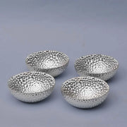 Dot Hammered Round Silver Bowl- Set of 4