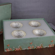 Dot Hammered Round Silver Bowl- Set of 4