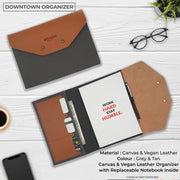 Downtown Vegan Leather Organizer - Grey & Tan Brown
