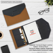 Downtown Vegan Leather Organizer - Khaki & Black