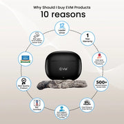 EVM Black EnZest True Wireless Earbuds EK1244