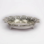 Flower Border Round Silver Tray Size-Small