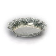 Flower Border Round Silver Tray Size-Small