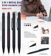 2 IN 1 Metal Ball Pen with coloring Logo GCH 273