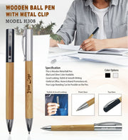 Wooden Ball Pen With Metal Clip GCH 308