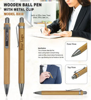 Wooden Ball Pen With Metal Clip GCH 310