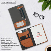 Joe Vegan Leather Organizer - Grey & Tan Brown