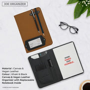Joe Vegan Leather Organizer - Khaki & Black