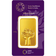 MMTC-PAMP LOTUS 24K (999.9) 100 GM GOLD BAR