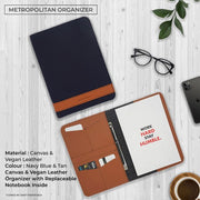 Metropolitan Vegan Leather Organizer - Navy Blue & Tan Brown