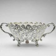 Oval Cutwork Flower Design Silver Plated Bowl, Size- Big