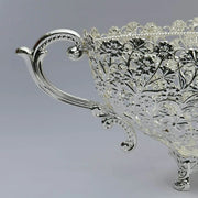 Oval Cutwork Flower Design Silver Plated Bowl, Size- Big