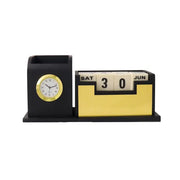 Personalised Black with Printed Name Plate with Calendar, Mobile stand, Pen Stand and Clock
