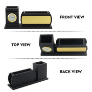 Personalised Matt Black Wooden Desk Organiser Mobile Holder