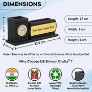 Personalised Matt Black Wooden Desk Organiser Mobile Holder