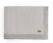 Pluchi Knitted Throws Herringbone Light Grey & Natural