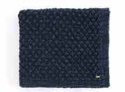 Pluchi Knitted Throws Popcorn Knit Navy with Silver Metallic