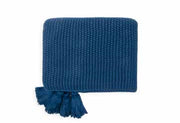 Pluchi Knitted Throws Seed Stitch Chunky Knit Estate Blue