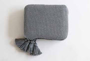 Pluchi Knitted Throws Seed Stitch Chunky Knit Light Grey Melange