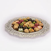 Round Cutwork Serving Silver Plate