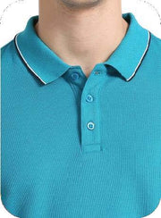 SKECHERS TURKISH BLUE POLO WITH WHITE AND NAVY BLUE TIPPING