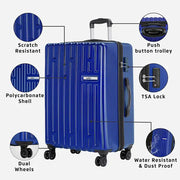 Safari Cargo Neo Metallic Blue Trolley Bag with TSA lock and Dual Wheels