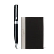 Sheaffer Gift Set 300 Ballpoint Pen with Business Card Holder Glossy Black with Chrome Trims