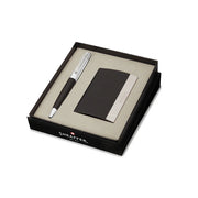 Sheaffer Gift Set ft. Glossy Black 300 Ballpoint Pen with Chrome Trims and Business Card Holder