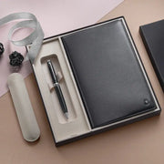 Lapis Bard Gift Set Contemporary Dark Ballpoint Pen and Mayfair Leather Notebook