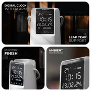 Desk Boss - White - Bluetooth Speaker, Phone Holder with Digital Clock