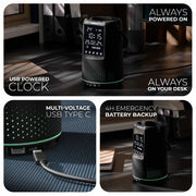 Desk Boss - Dark Edition - Bluetooth Speaker, Phone Holder with Digital Clock