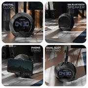 Ellipse - Black- 5W Bluetooth Speaker, Digital Clock with Alarm